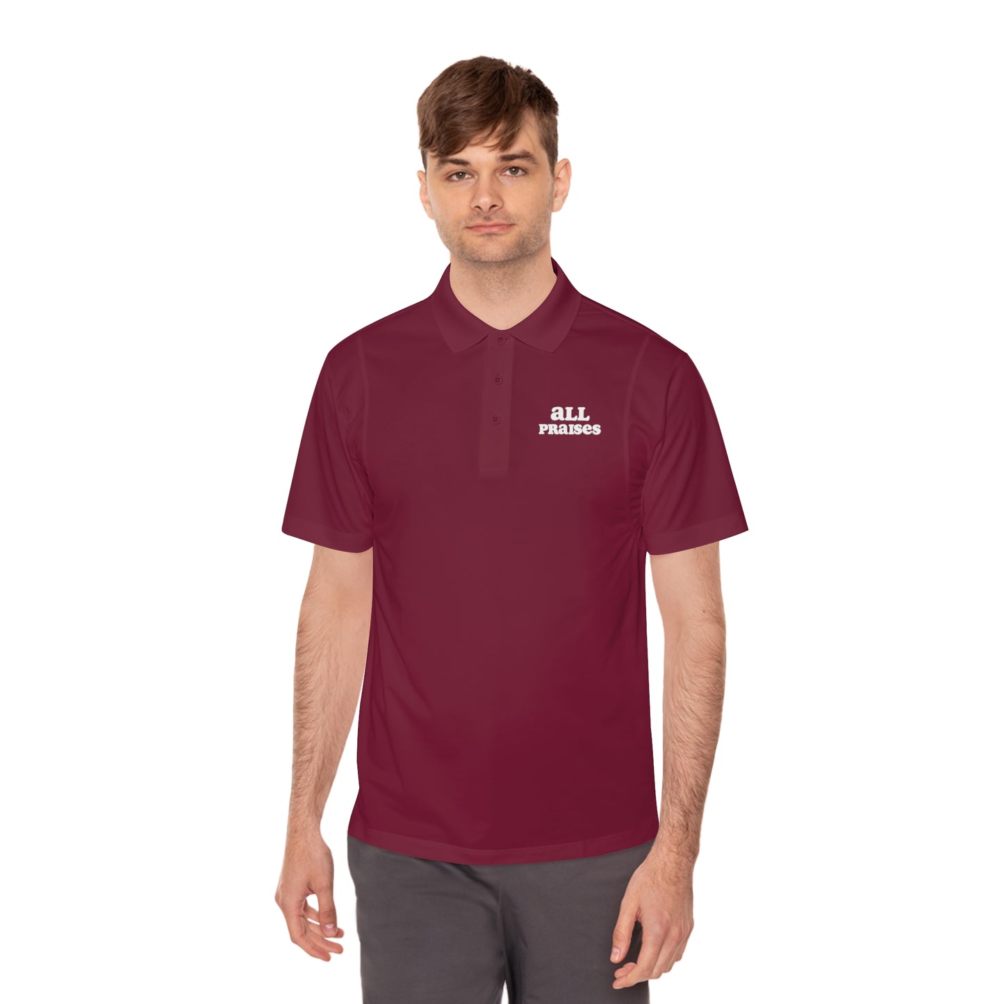 Men's Sport Polo - 'All Praises' Minimal Embroidered Logo