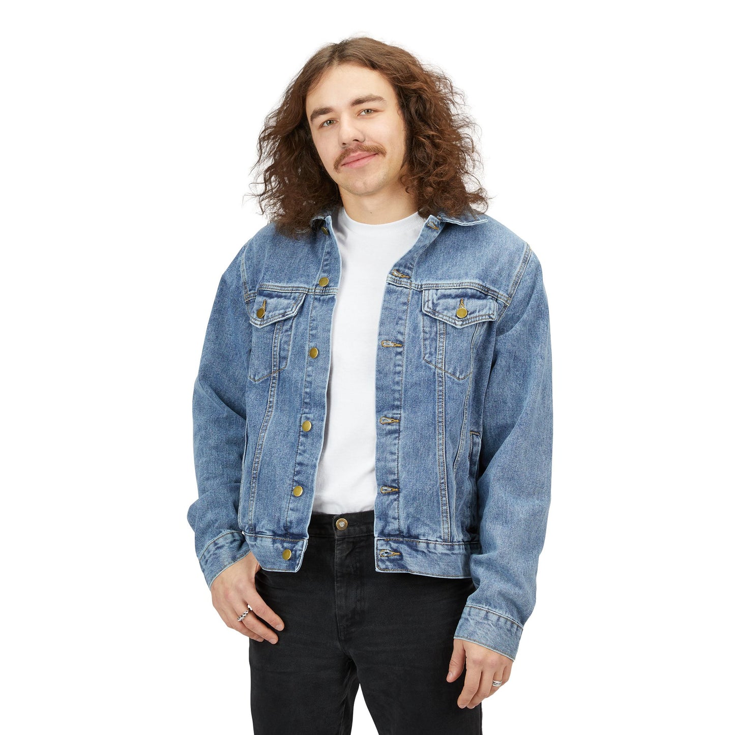 Denim Jacket — 'All Promises' Angel Back Patch Vintage-Style Men's Jacket