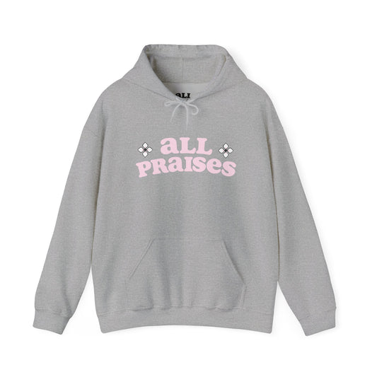 All Praises Hoodie — Pastel Pink Faith Graphic Hooded Sweatshirt