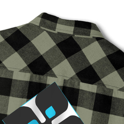 Outdoor Plaid Flannel Shirt with Geometric Crest