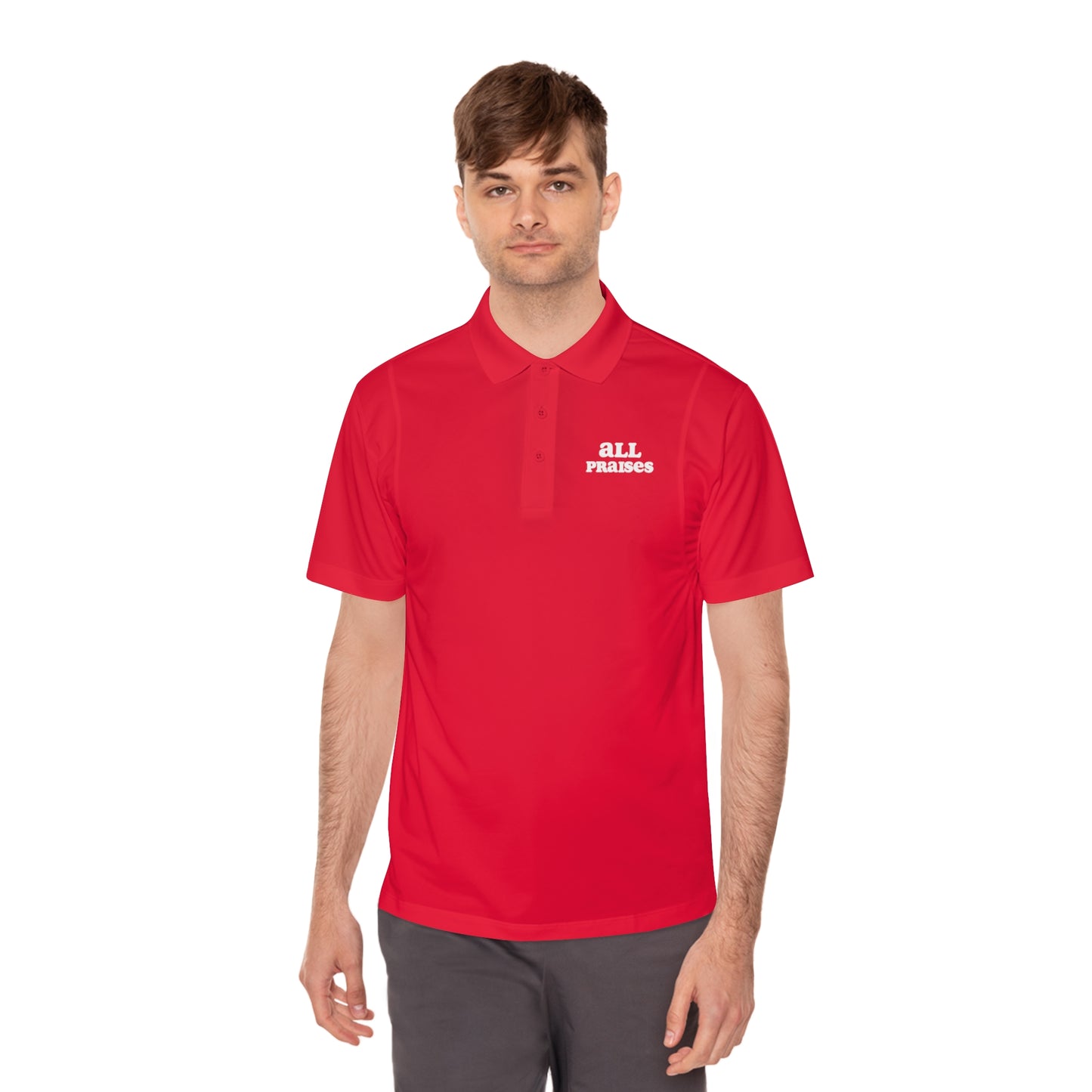 Men's Sport Polo - 'All Praises' Minimal Embroidered Logo