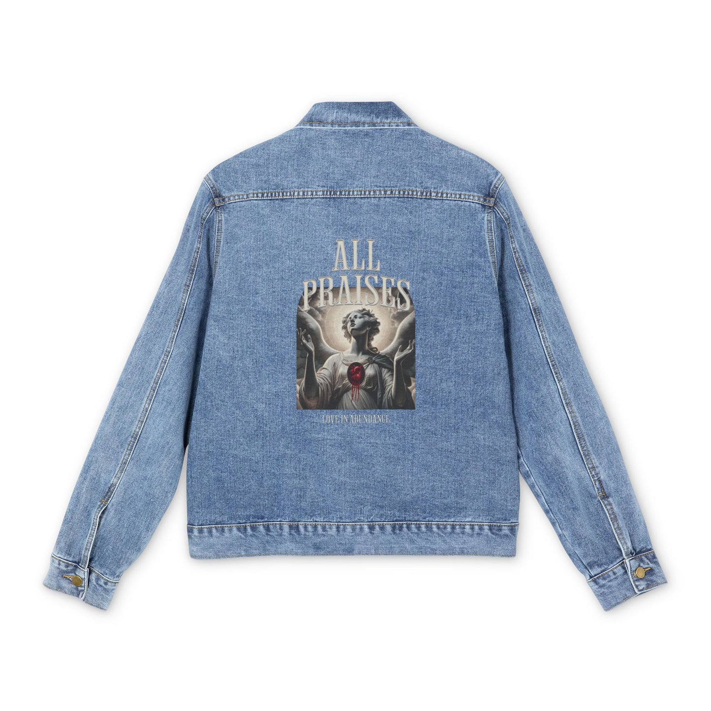 Denim Jacket — 'All Promises' Angel Back Patch Vintage-Style Men's Jacket