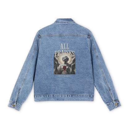 Denim Jacket — 'All Promises' Angel Back Patch Vintage-Style Men's Jacket