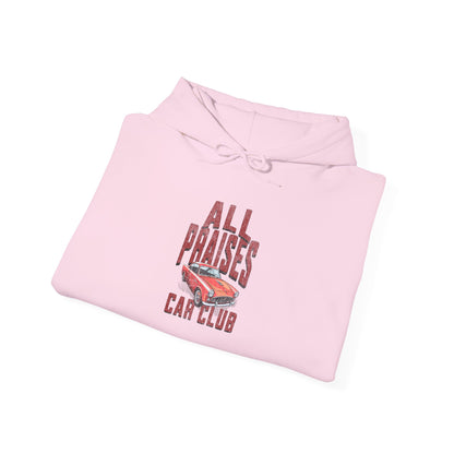 Car Club Hoodie — "All Praises" Vintage Race Car Graphic Pullover