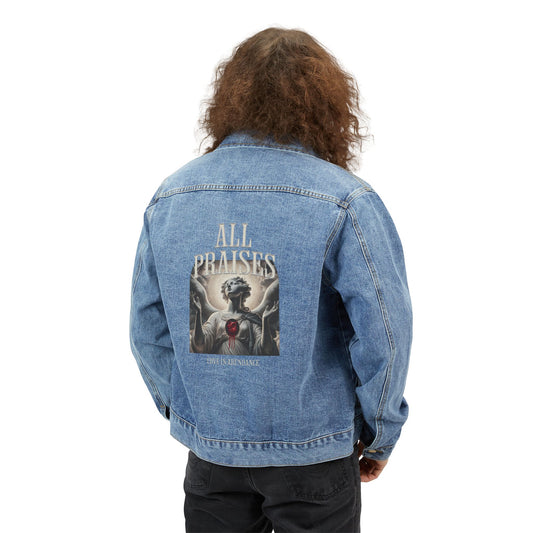 Denim Jacket — 'All Promises' Angel Back Patch Vintage-Style Men's Jacket