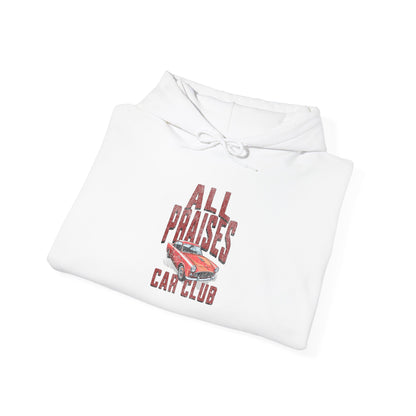 Car Club Hoodie — "All Praises" Vintage Race Car Graphic Pullover