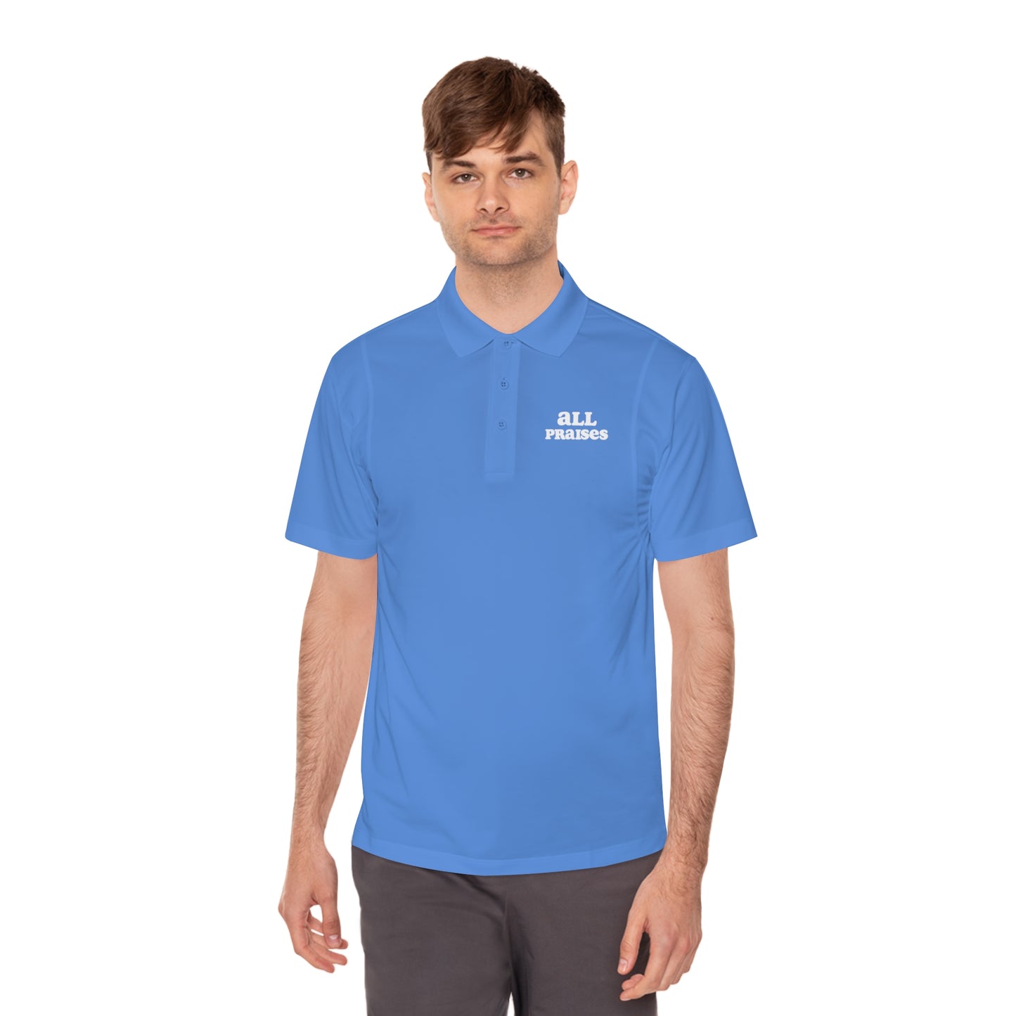 Men's Sport Polo - 'All Praises' Minimal Embroidered Logo