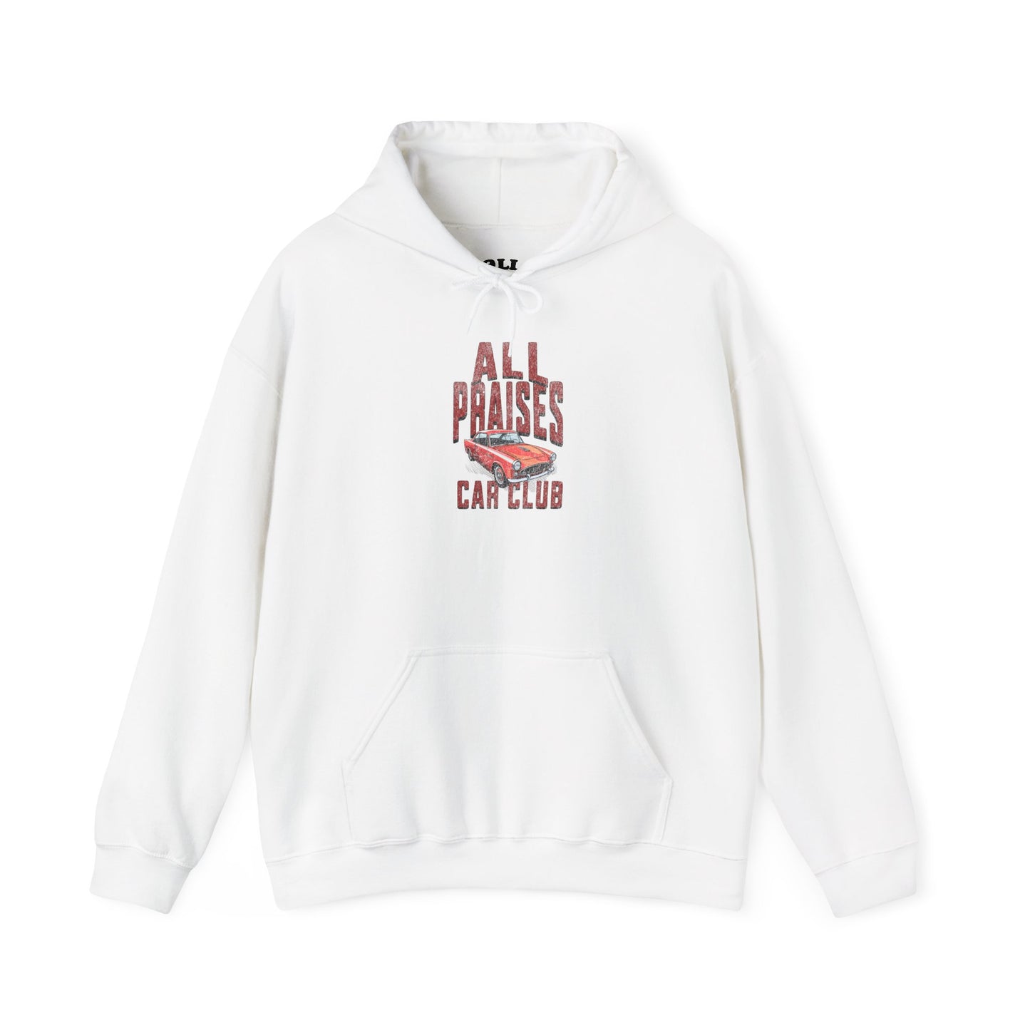 Car Club Hoodie — "All Praises" Vintage Race Car Graphic Pullover