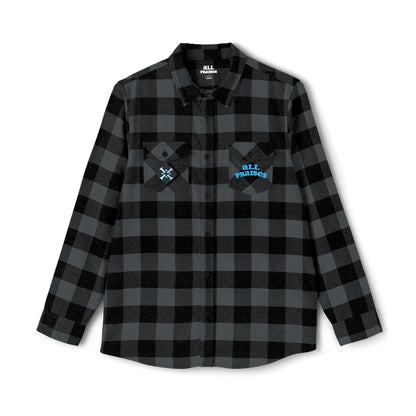 All Praise Buffalo Plaid Flannel Shirt — Angel Graphic Back