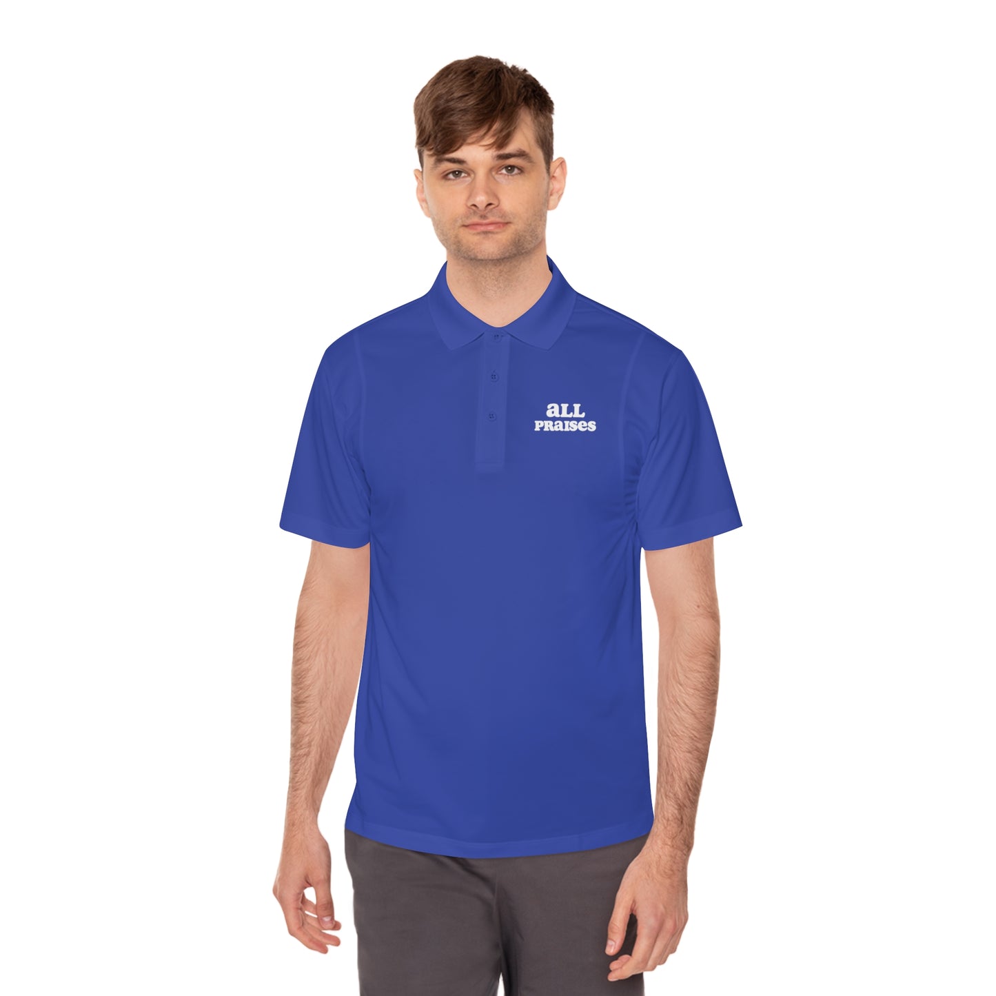 Men's Sport Polo - 'All Praises' Minimal Embroidered Logo