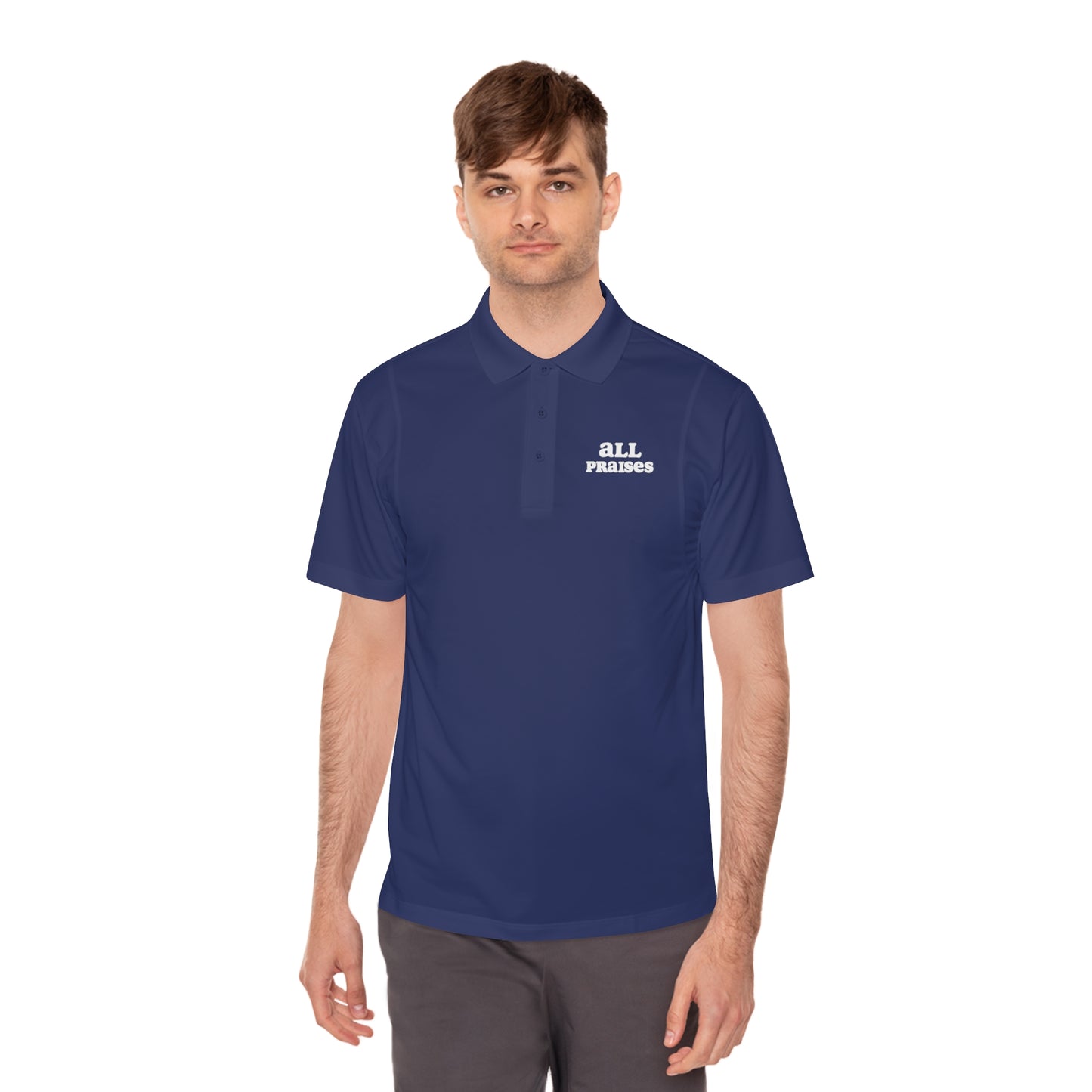 Men's Sport Polo - 'All Praises' Minimal Embroidered Logo
