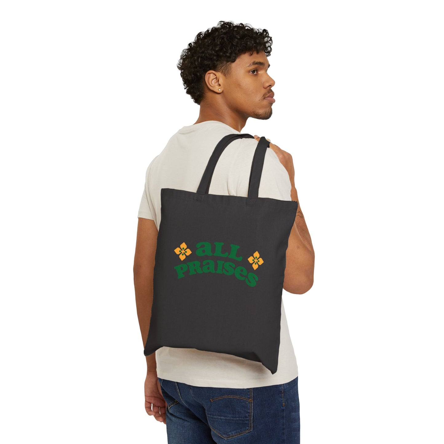 Canvas Tote Bag — “All Praises” Floral Graphic Eco Shopper