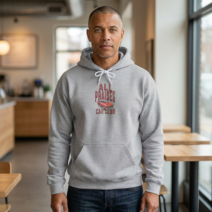 Car Club Hoodie — "All Praises" Vintage Race Car Graphic Pullover