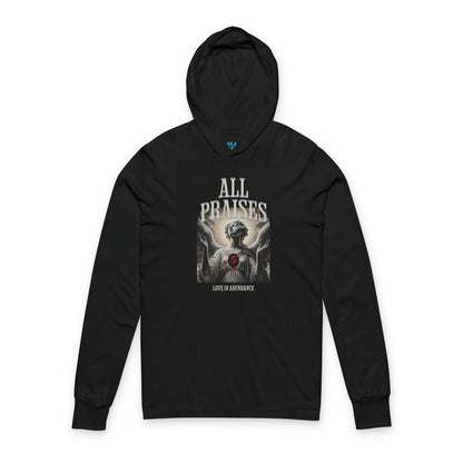 All Praises Hooded Long Sleeve Tee — Gothic Angel Graphic Hoodie Tee