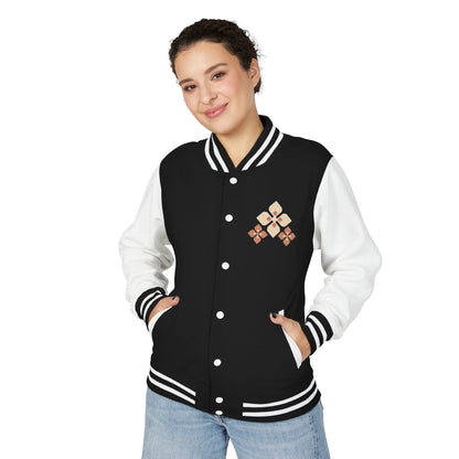 Letterman Jacket — Retro Floral Patch & "ALL PRAISES" Back Graphic