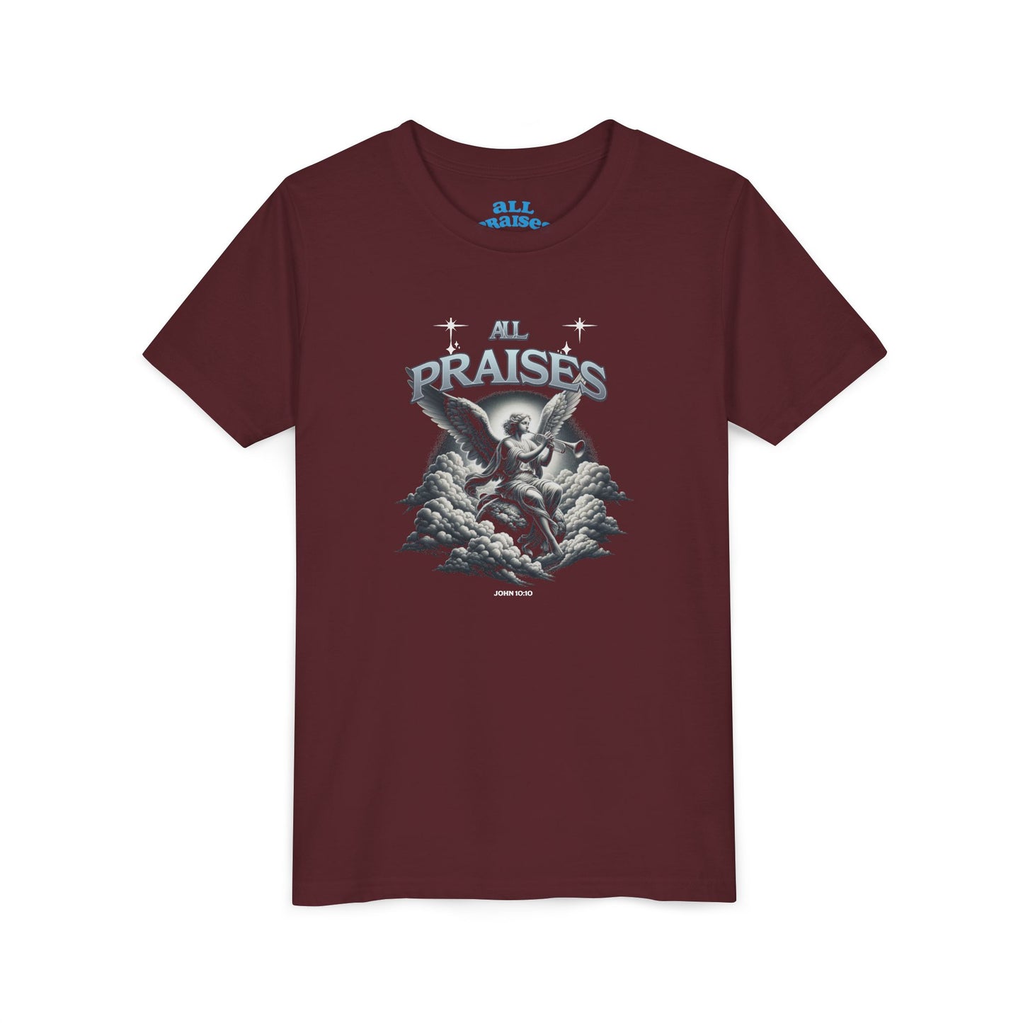 Youth Tee — "All Praises" Blue Retro Kids T‑Shirt