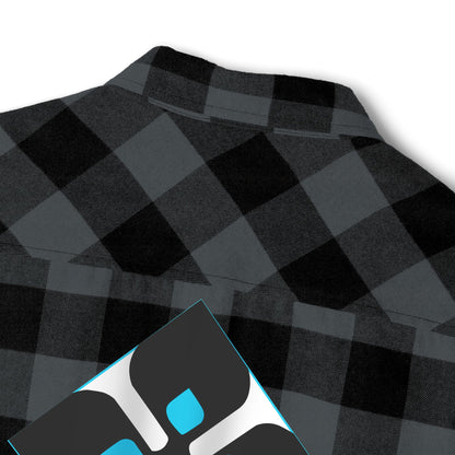 Outdoor Plaid Flannel Shirt with Geometric Crest