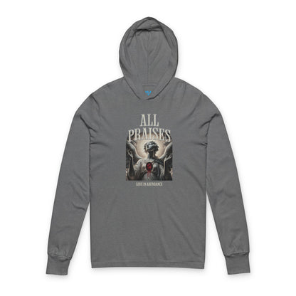 All Praises Hooded Long Sleeve Tee — Gothic Angel Graphic Hoodie Tee