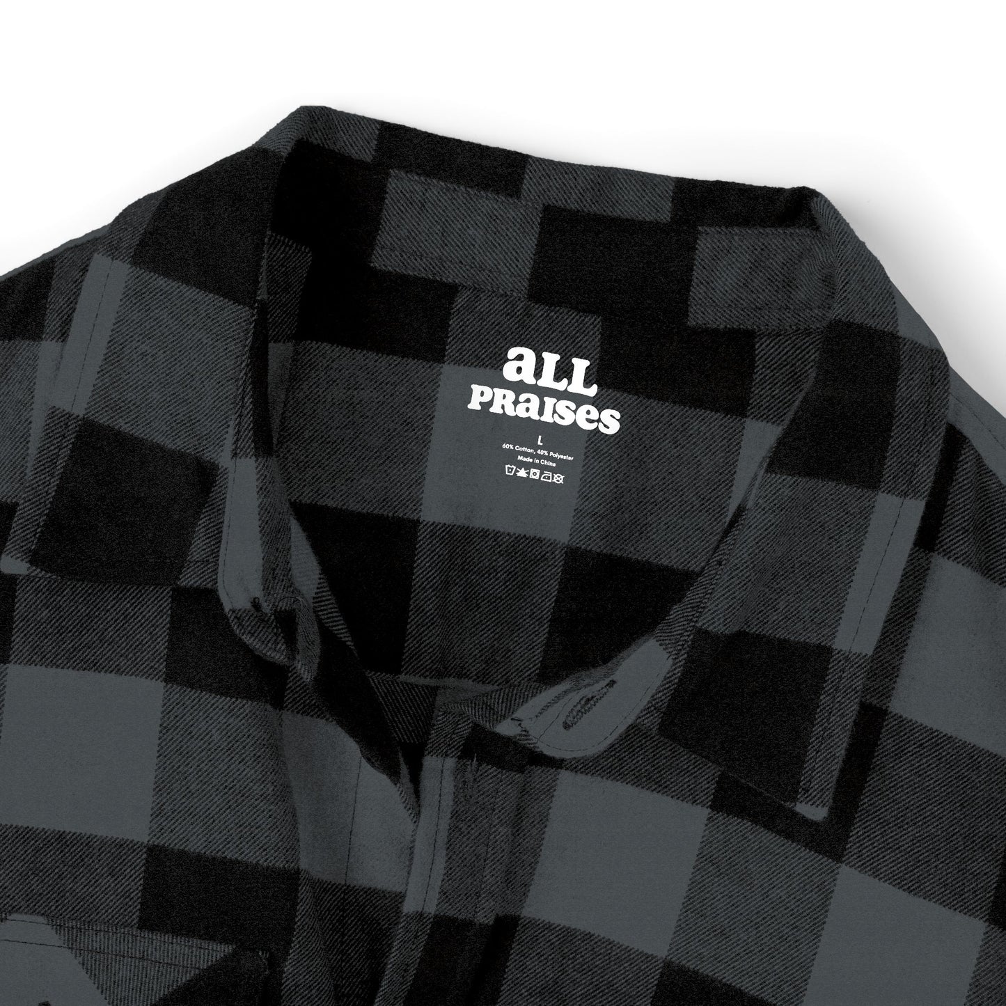 Flannel Shirt — All Praises Orange Crest Back Graphic