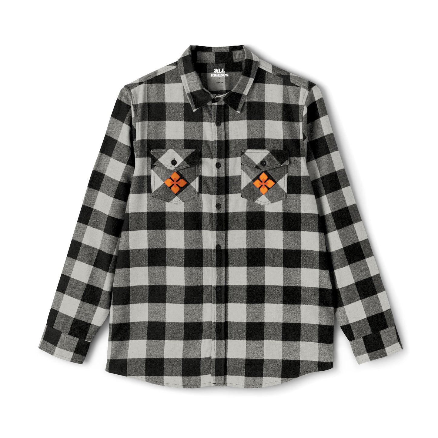 Flannel Shirt — All Praises Orange Crest Back Graphic