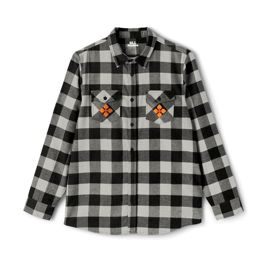 Flannel Shirt — All Praises Orange Crest Back Graphic