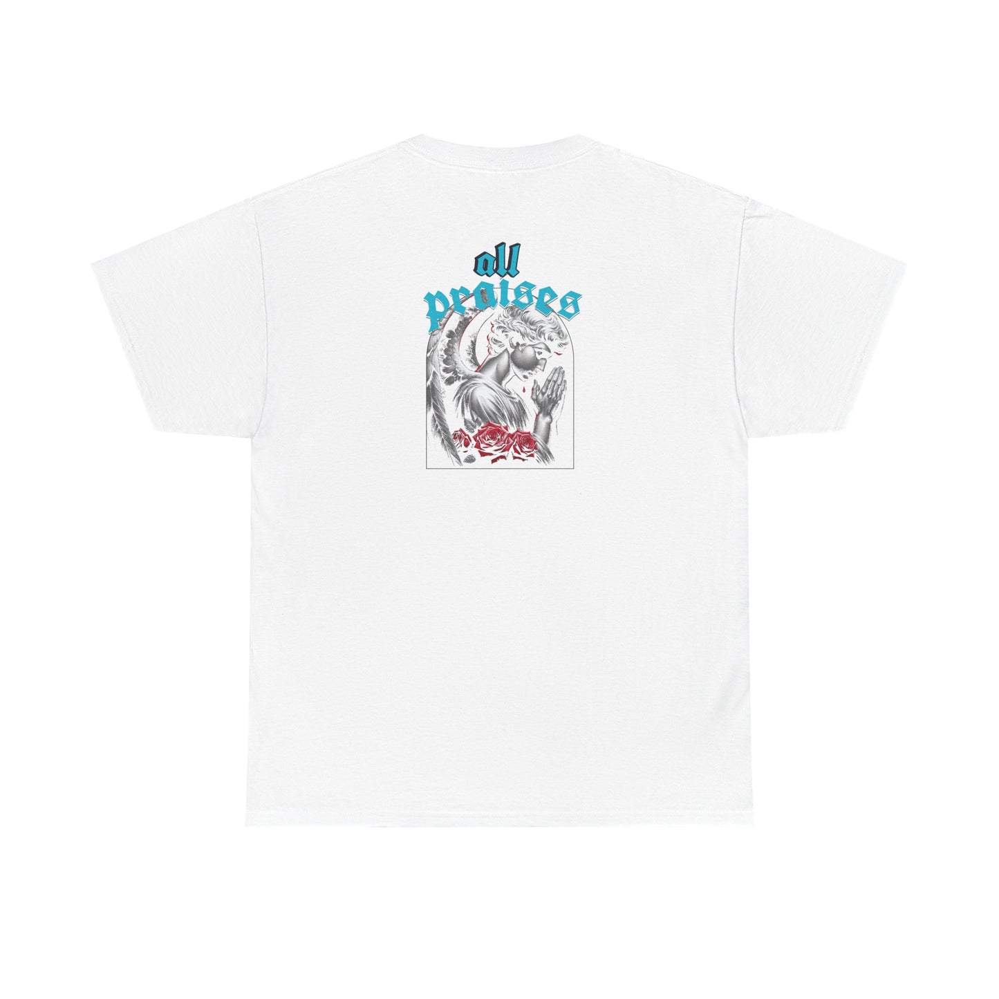 All Prayers Graphic Tee — Angel Illustration Faith Shirt