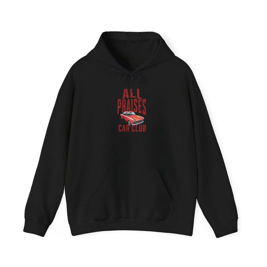Car Club Hoodie — "All Praises" Vintage Race Car Graphic Pullover