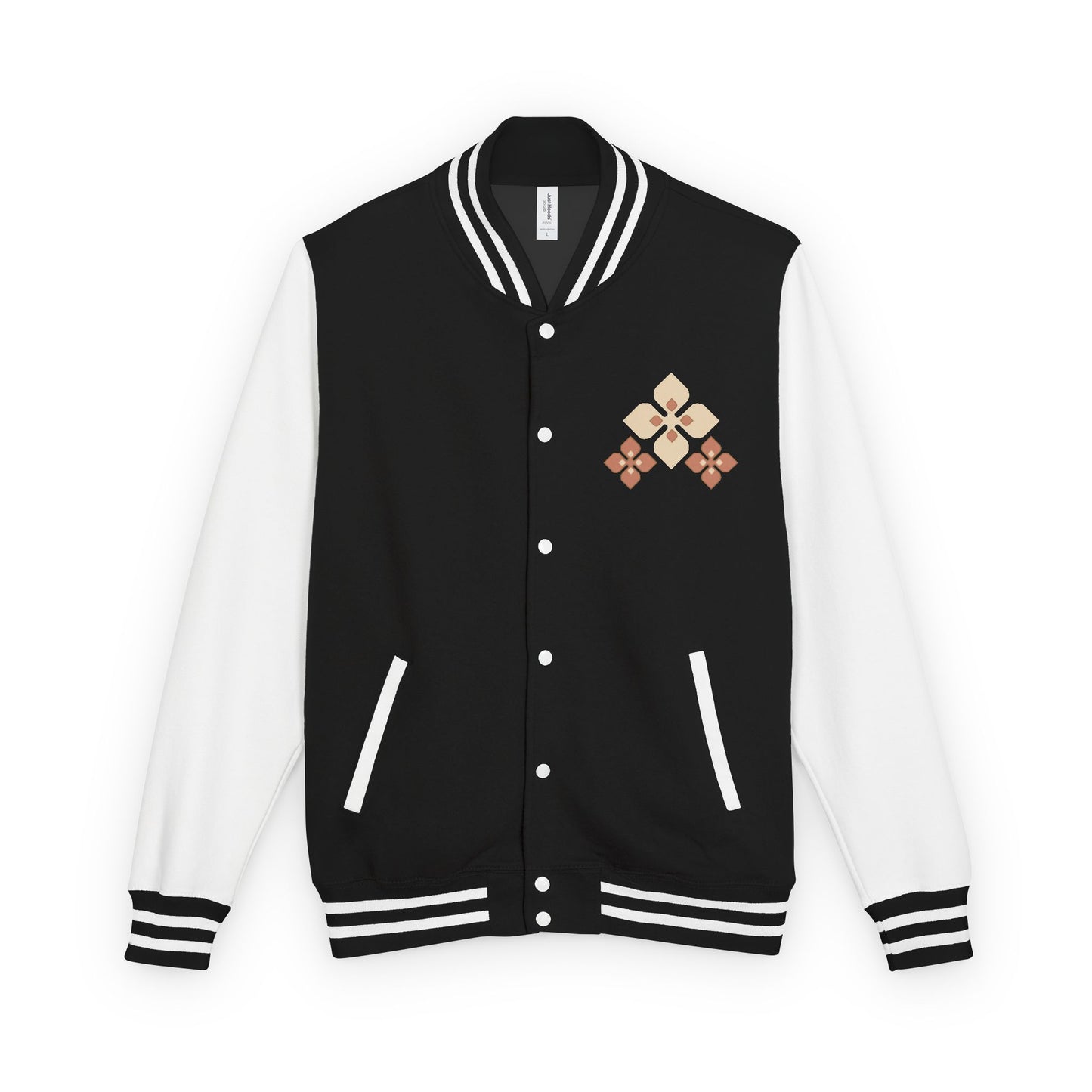Letterman Jacket — Retro Floral Patch & "ALL PRAISES" Back Graphic