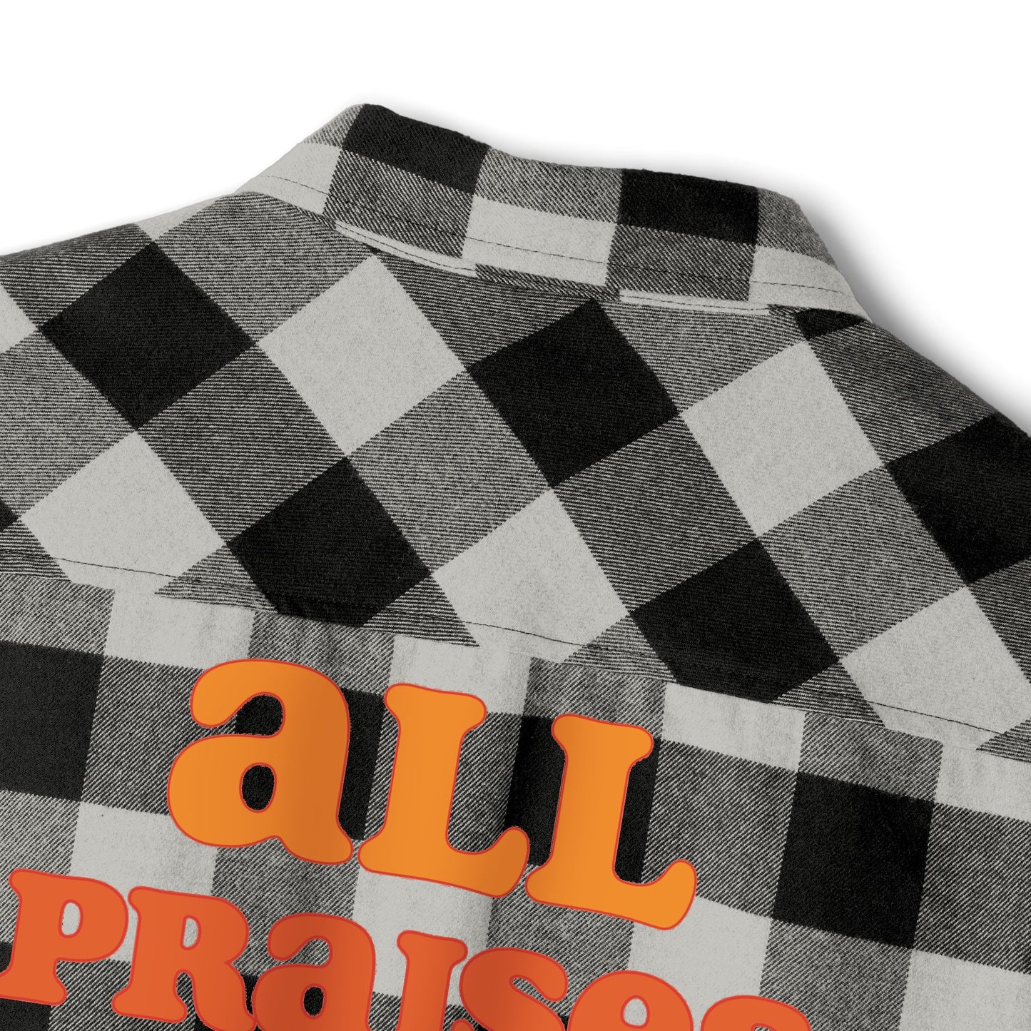 Flannel Shirt — All Praises Orange Crest Back Graphic