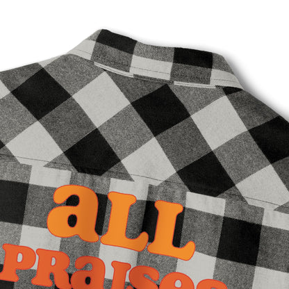 Flannel Shirt — All Praises Orange Crest Back Graphic