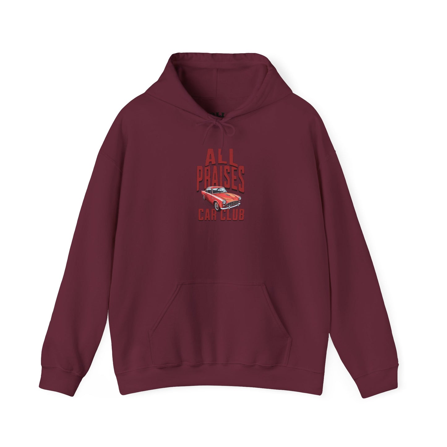 Car Club Hoodie — "All Praises" Vintage Race Car Graphic Pullover
