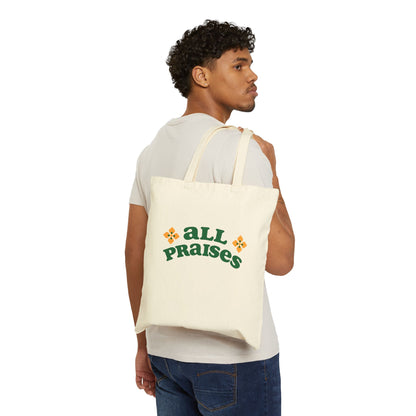 Canvas Tote Bag — “All Praises” Floral Graphic Eco Shopper