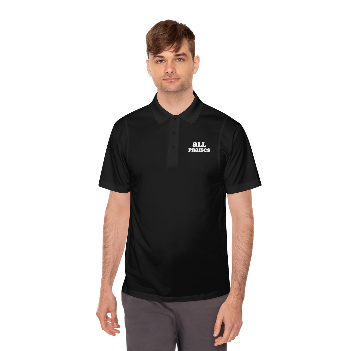 Men's Sport Polo - 'All Praises' Minimal Embroidered Logo