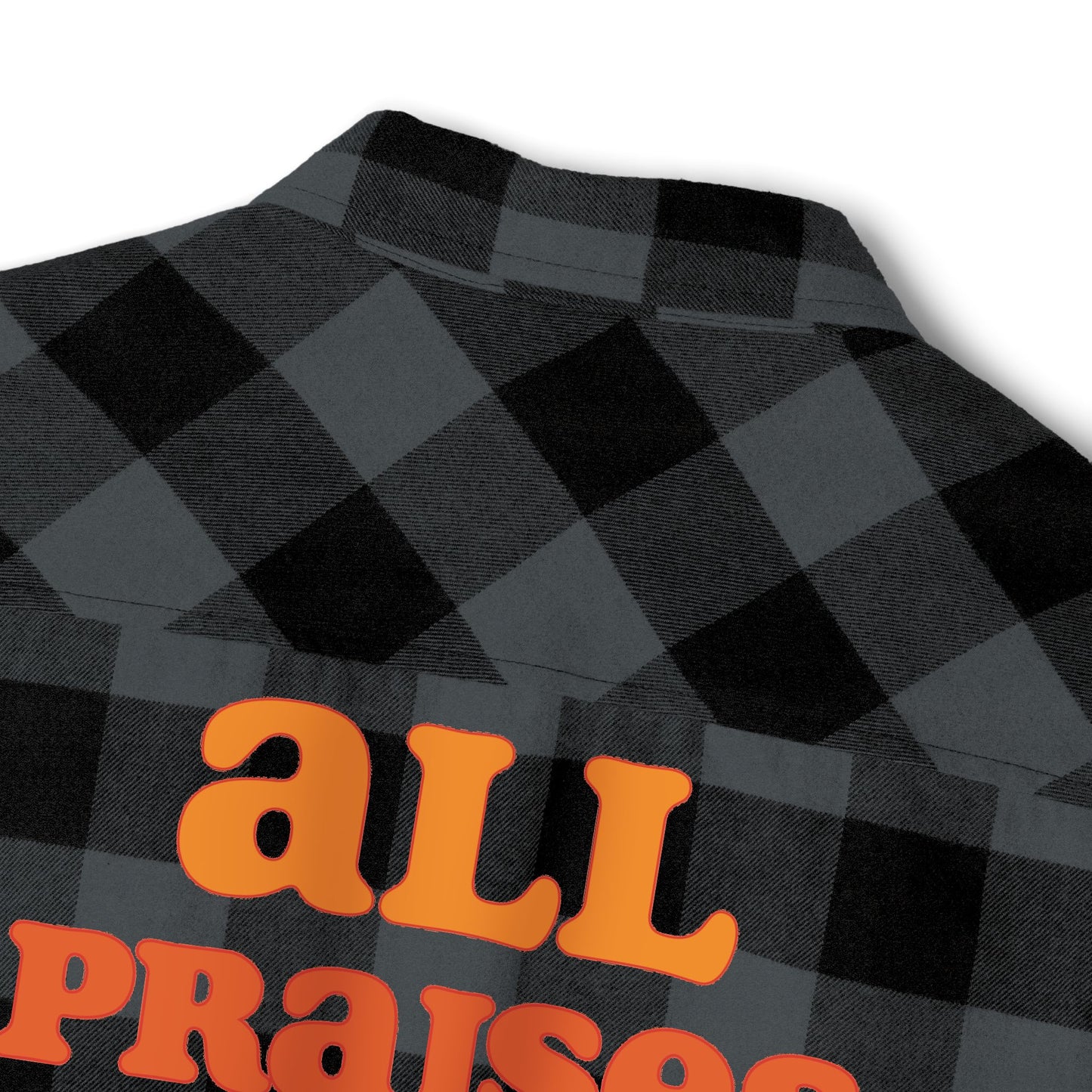 Flannel Shirt — All Praises Orange Crest Back Graphic