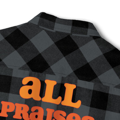 Flannel Shirt — All Praises Orange Crest Back Graphic