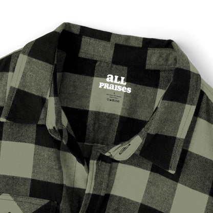 Outdoor Plaid Flannel Shirt with Geometric Crest