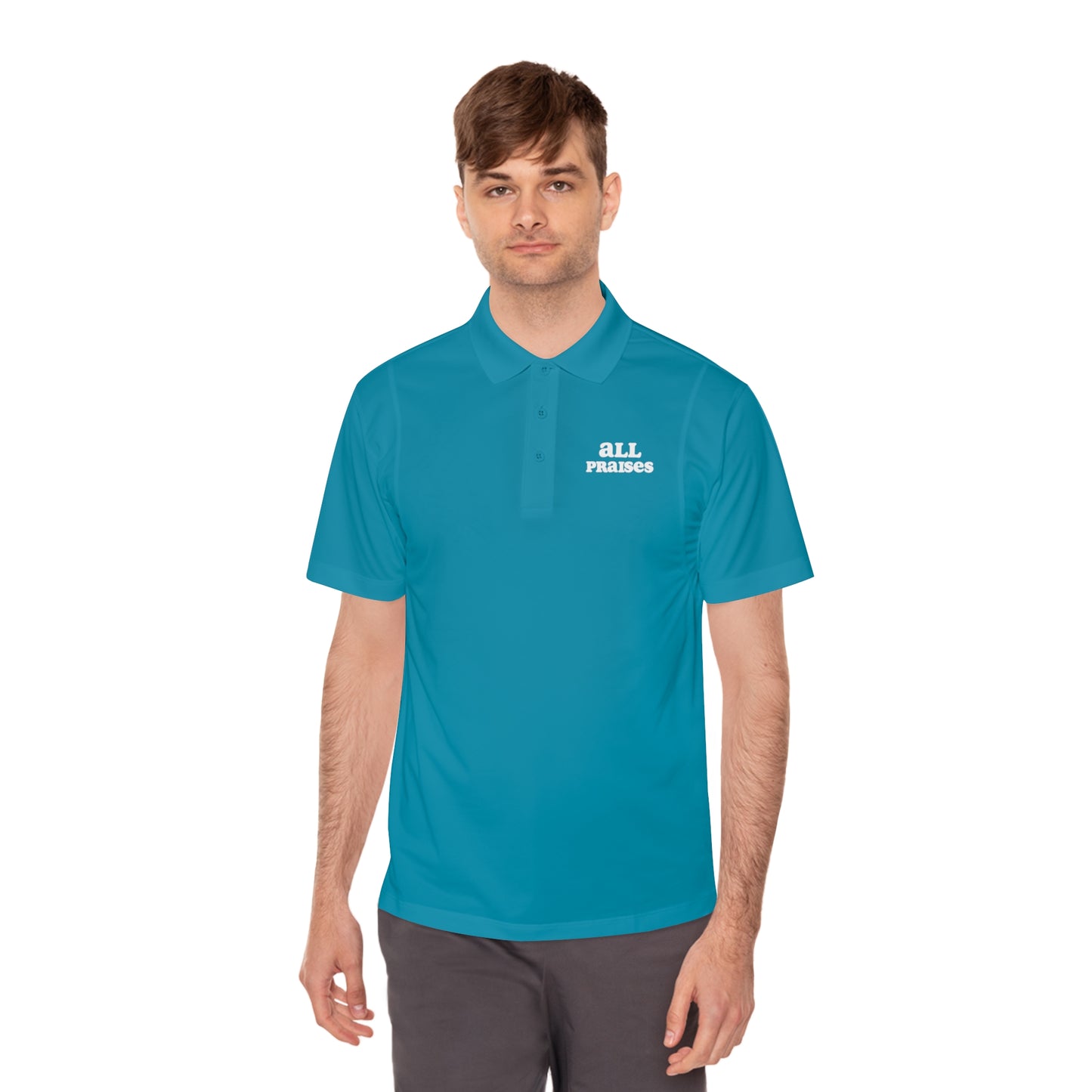 Men's Sport Polo - 'All Praises' Minimal Embroidered Logo