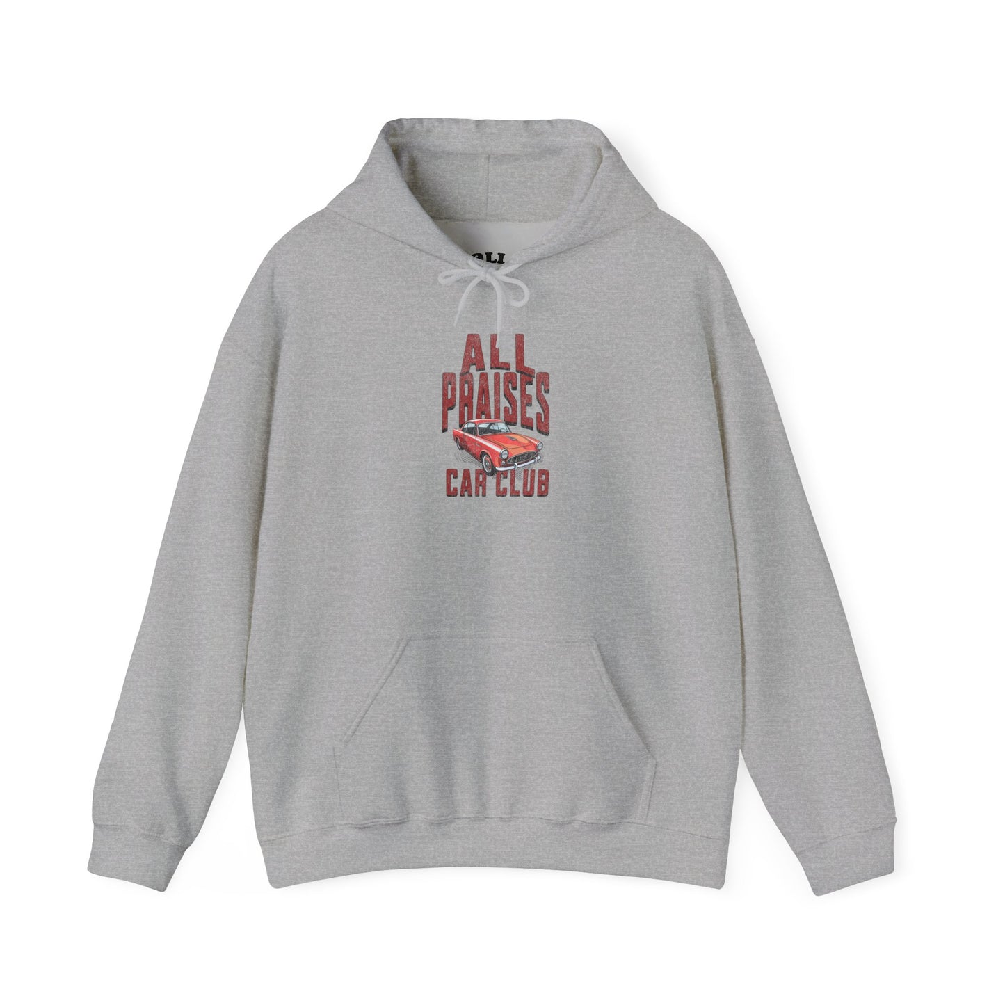 Car Club Hoodie — "All Praises" Vintage Race Car Graphic Pullover
