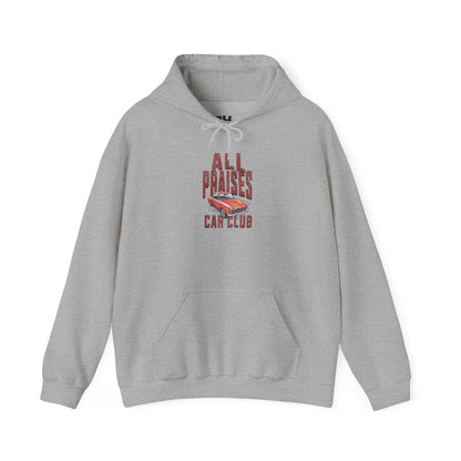 Car Club Hoodie — "All Praises" Vintage Race Car Graphic Pullover